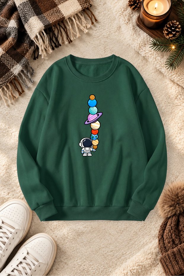 Unisex Printed Crew Neck Sweatshirt
