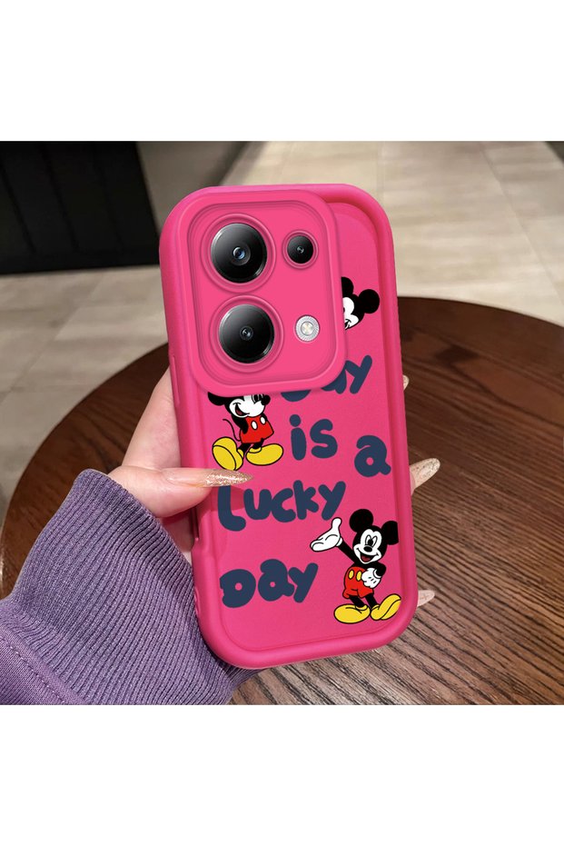 Poco M6 Pro 4g Compatible Pink Red Silicone Cartoon Pattern Case Shockproof Camera Protection