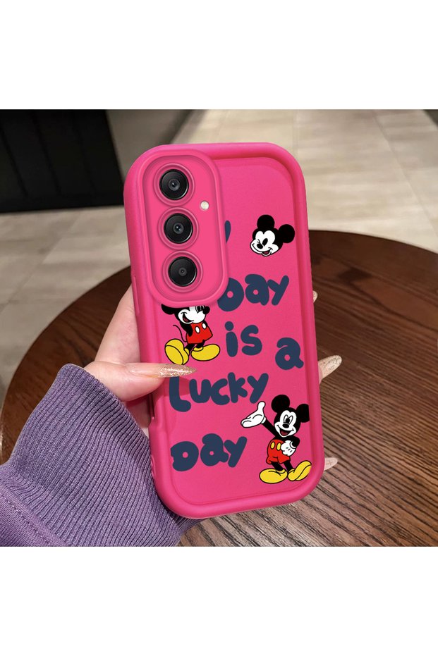 Samsung Galaxy A25 Compatible Pink Red Silicone Cartoon Pattern Case Shockproof Camera Protection