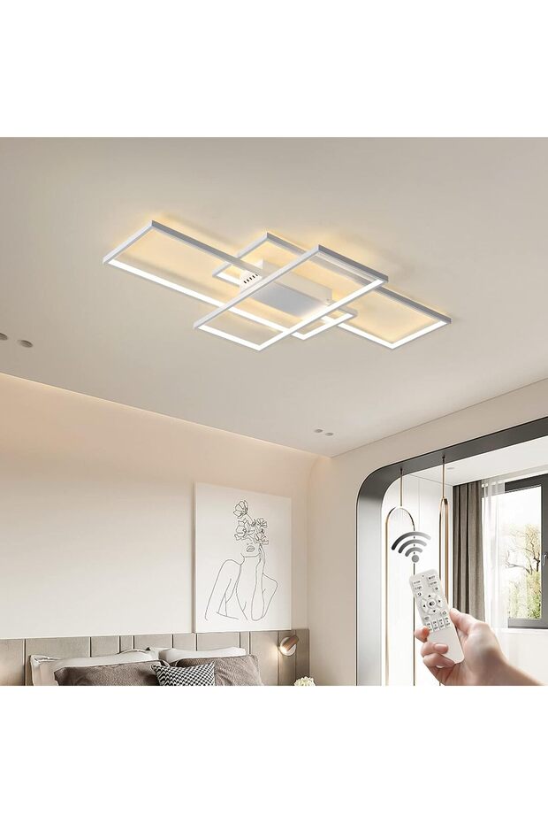 ضوء سقف LED قابل للتعتيم، مصباح سقف عصري بتصميم مسطح بطول 110 سم