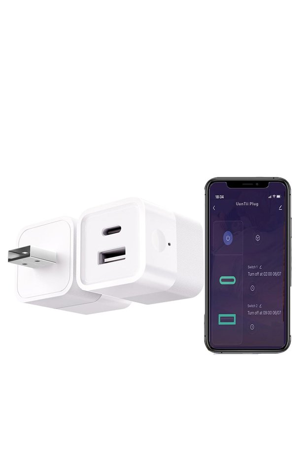 قابس ذكي من تويا يعمل بتقنية واي فاي، قابس طاقة صغير من نوع USB-C، يمكن التحكم به عبر التطبيق، يعمل مع أليكسا ويعمل مع جوجل هوم.