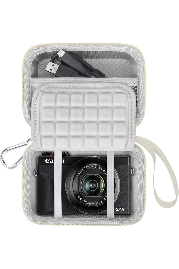 حافظة كاميرا لـ Canon PowerShot G7 X Mark III / G7X Mark II، باللون الأبيض