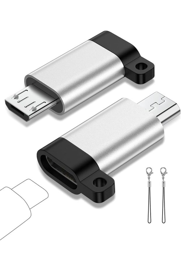 حزمة من 2 محول USB-C إلى Micro USB، موصل أنثى من النوع C إلى ذكر Micro USB