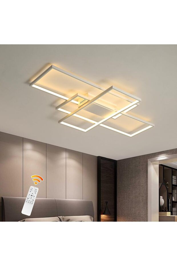 ضوء سقف LED قابل للتعتيم مع جهاز تحكم عن بُعد، وحدات إضاءة سقف عصرية بتصميم مسطح، 3 مربعات