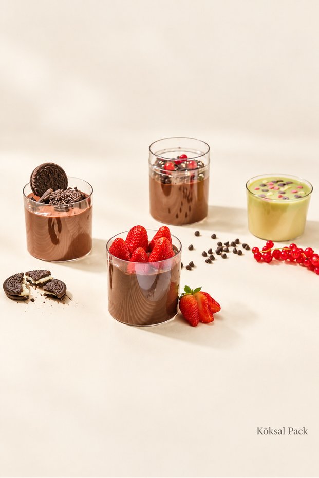 270 Cc Magnolya Dessert Bowl with Lid Hard Plastic 5 Pieces