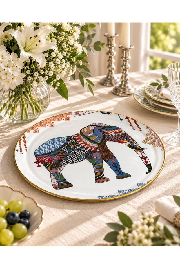 Tarabya Elephant Medium Presentation Plate -30Cm