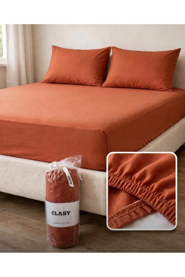 100% Cotton Ranforce Fabric Double Size Fitted Sheet Set 160X200 Cm+30 cm Tile