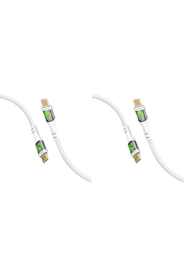 كابل USB-C، فائق السرعة، 60 واط، كابل من النوع C، شحن ونقل بيانات بسرعة 480 ميجابت في الثانية، تصميم أنيق بغلاف شفاف وطول 2 متر