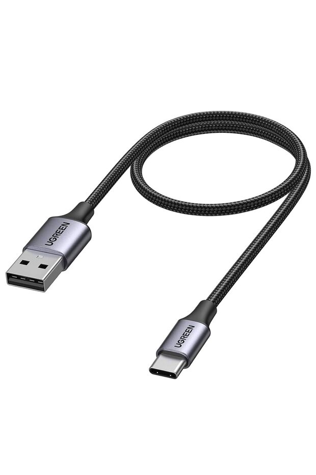 كابل من النوع C بطول 0.5 متر، كابل شحن سريع مجدول بقوة 18 واط من USB A إلى USB C