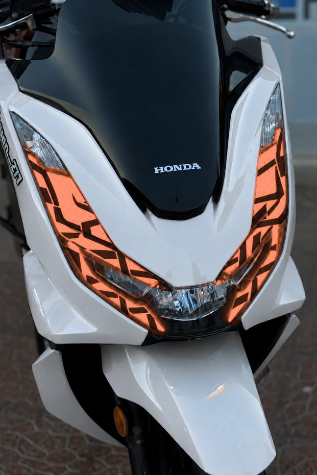 Honda Pcx Wide Fit Tribal Tattoo Pattern Headlight Film Headlight Design Sticker (2021-2022-2023-2024 Compatible)
