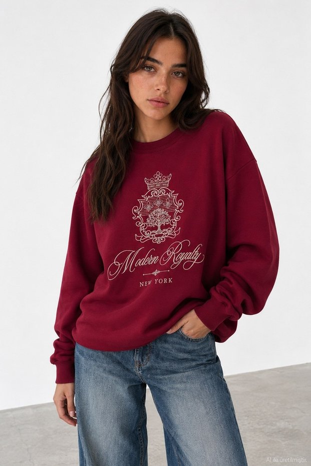 Women's Sweatshirt Swt02840 Burgundy