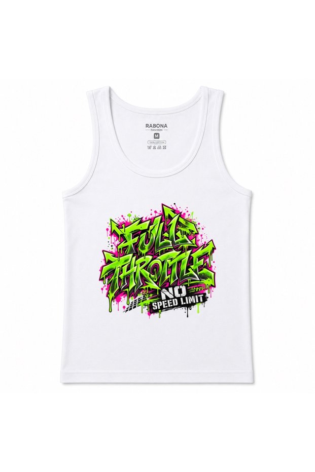 Full Throttle – No Speed Limit Neon Graffiti Graphic Tank Top