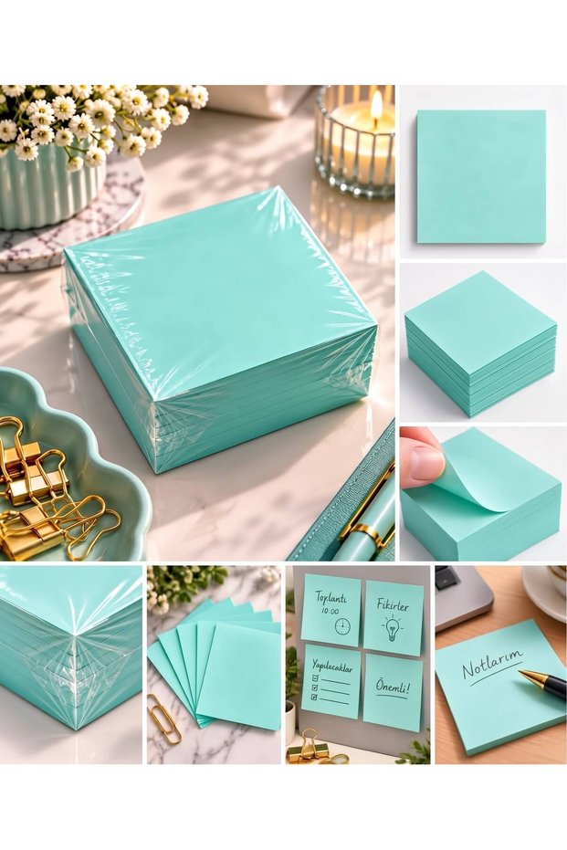 Cube Notepad, 8X8 Cm, Non-Sticky Note Paper, Turquoise Color Note Paper, Notepad Refill Paper
