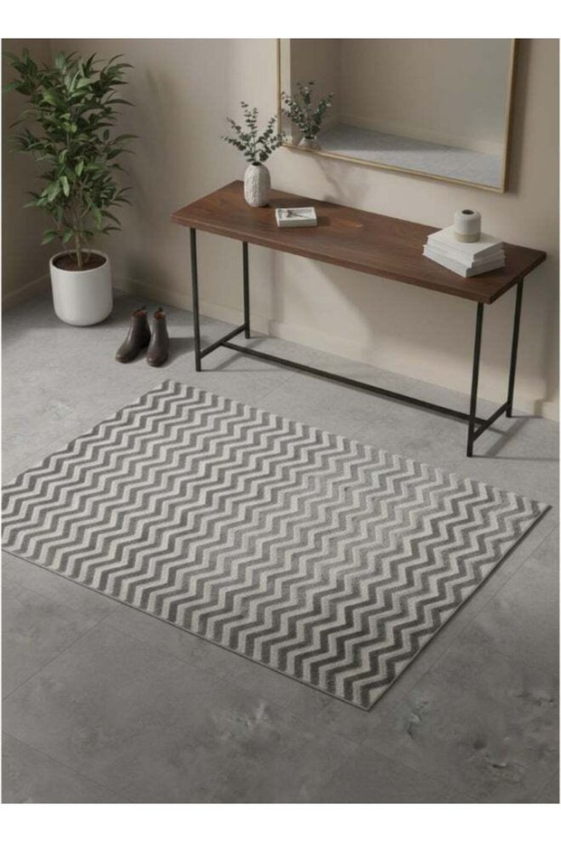 Carpet Rug Chevron Classic Design - Dark Grey | Size - 120 x 170 cm - 4 x 5.5 ft | For Mid-Small sized Family room, Bedroom with twin or queen beds, Home office, Entry hallways, Foyers or Ba