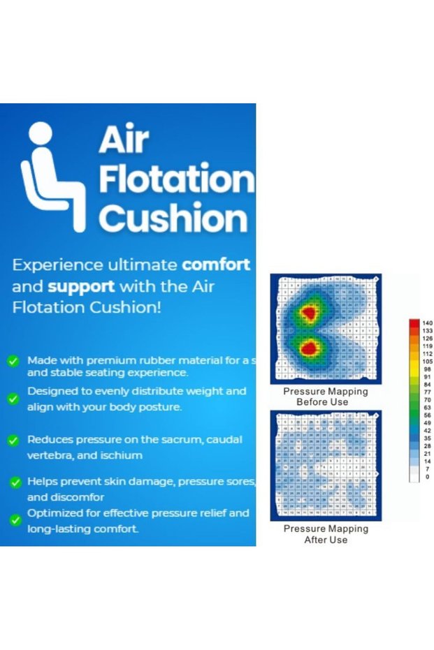 16 x 16 Inch Alternating Pressure Wheelchair Cushion, Medical Air Cell Therapy Seat Cushion, 6cm Inflatable Pressure Relief Cushion, Anti-Decubitus, 130kg Capacity with Hand Pump & Cover