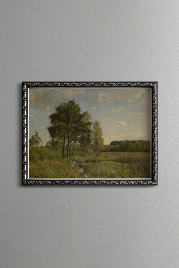 Wooded Path in the Green Meadow - Vintage Patterned Painting - Fine Model