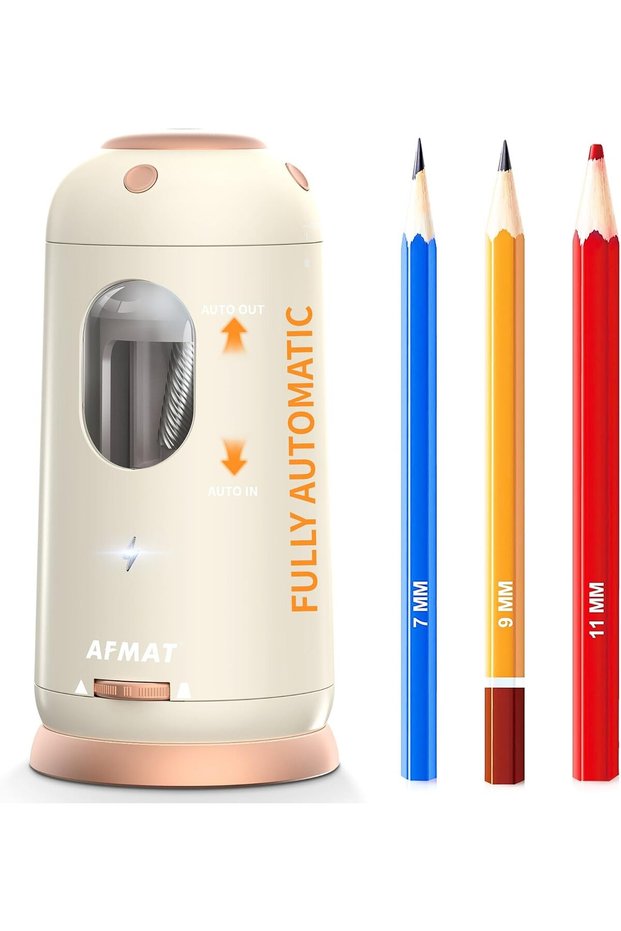 PSC8 Electric Pencil Sharpener, Auto in & Out, Fully Automatic Pencil Sharpener, Rechargeable Hands-