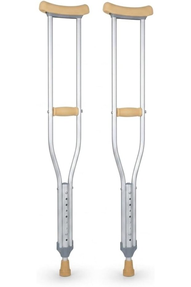 Adjustable Aluminum Walking Crutches for Kids and Youth – Lightweight Pediatric Underarm Crutches with Comfort Pads – (Pair) Height Adjustable Mobility Support