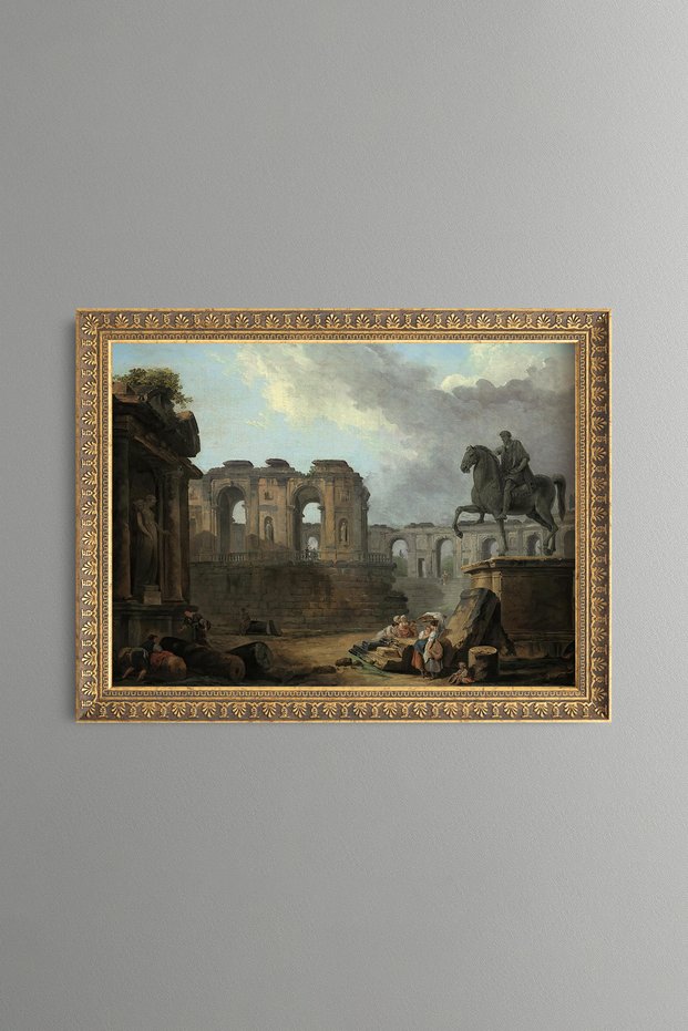 People Strolling among Ancient Ruins - Vintage Patterned Painting - Fine Model
