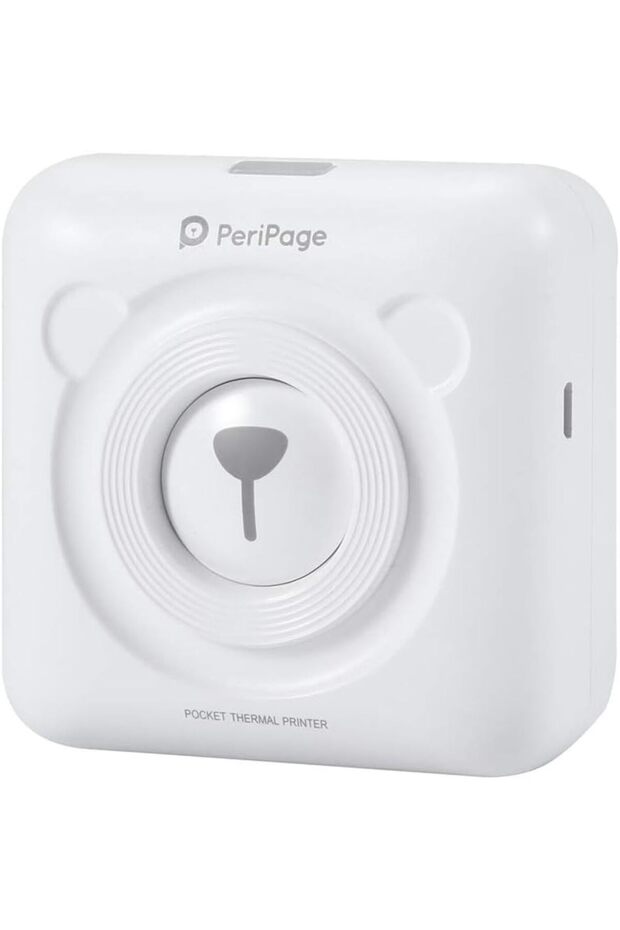 Portable Bluetooth Photo Printer + Protective Case+ 1 Roll Paper Inkless Pocket Thermal Printe (White)