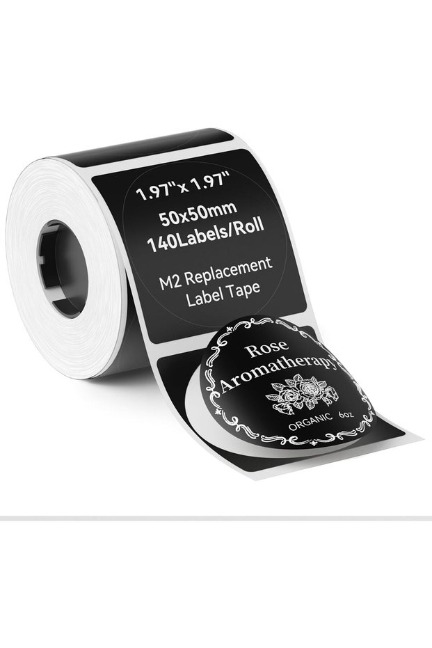 Blabel Labels Only for M2 Printer, 2'' x 2''(50x50mm) Labels for Organizing, PET Material, Waterproof and High-Temperature Resistance, Long Storage Time(Black)