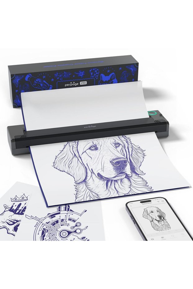 P90 Wireless Tattoo Stencil Printer - Professional Portable Thermal Tattoo Transfer Machine for Beginners & Experts
