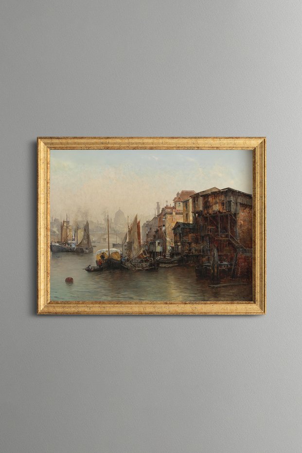 Historical City Canal - Vintage Patterned Painting - Fine Model