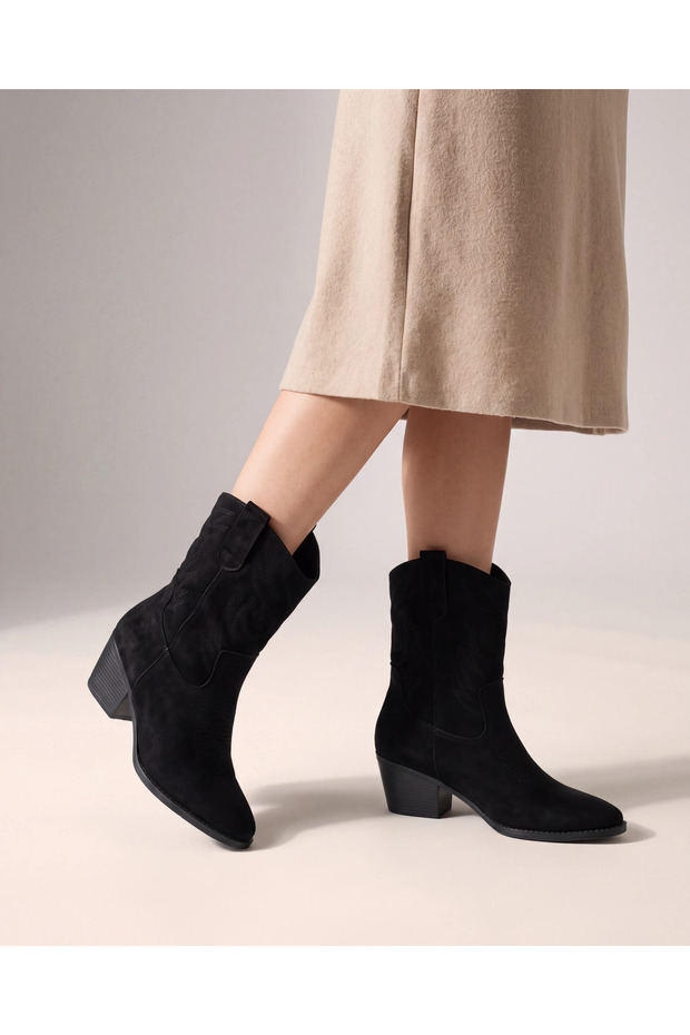 Black Suede Women's Cowboy Boots - Women's Western Boots