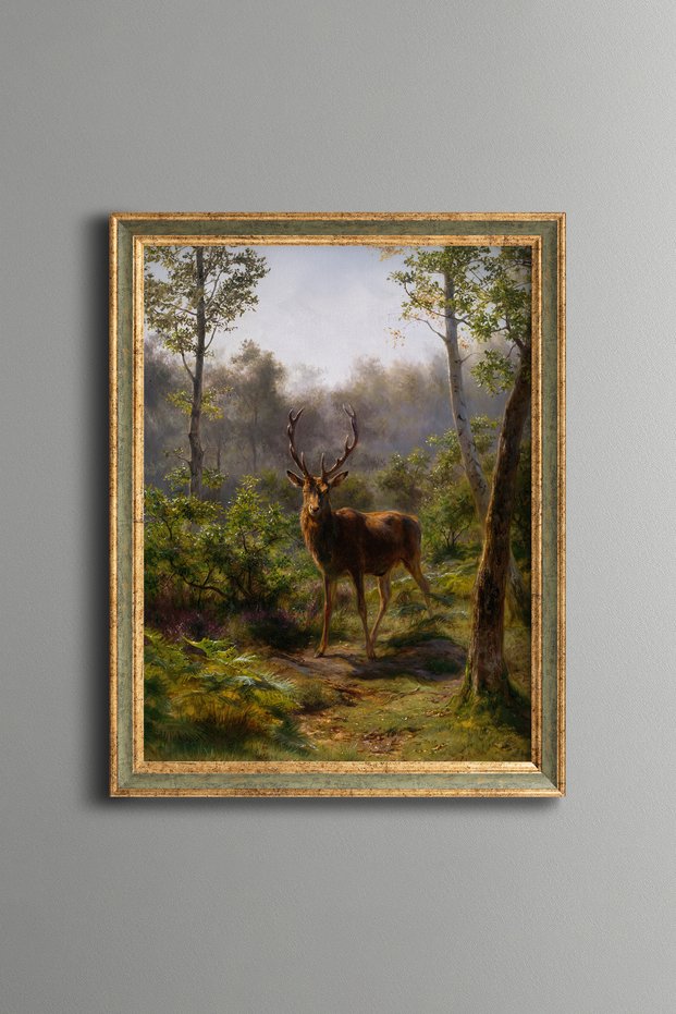 Majestic Deer in the Forest - Vintage Patterned Painting - Fine Model