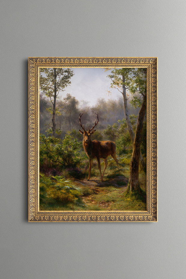Majestic Deer in the Forest - Vintage Patterned Painting - Fine Model