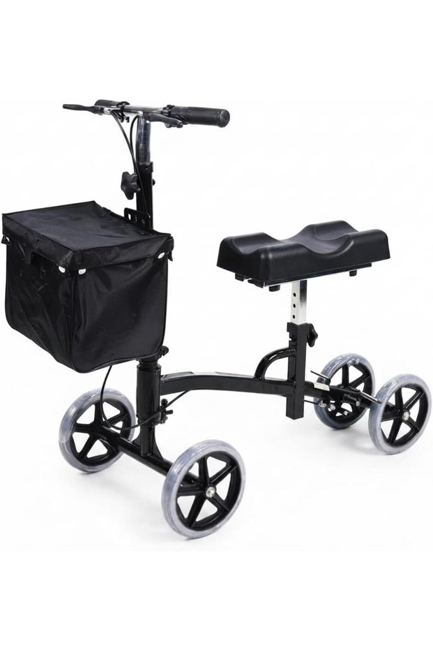 Foldable Knee Scooter for Foot, Ankle & Lower Leg Injuries, Adjustable Knee Walker with Hand Brakes, Heavy Duty Steel Frame, 8 Inch Wheels, Crutch Alternative, 110kg Capacity