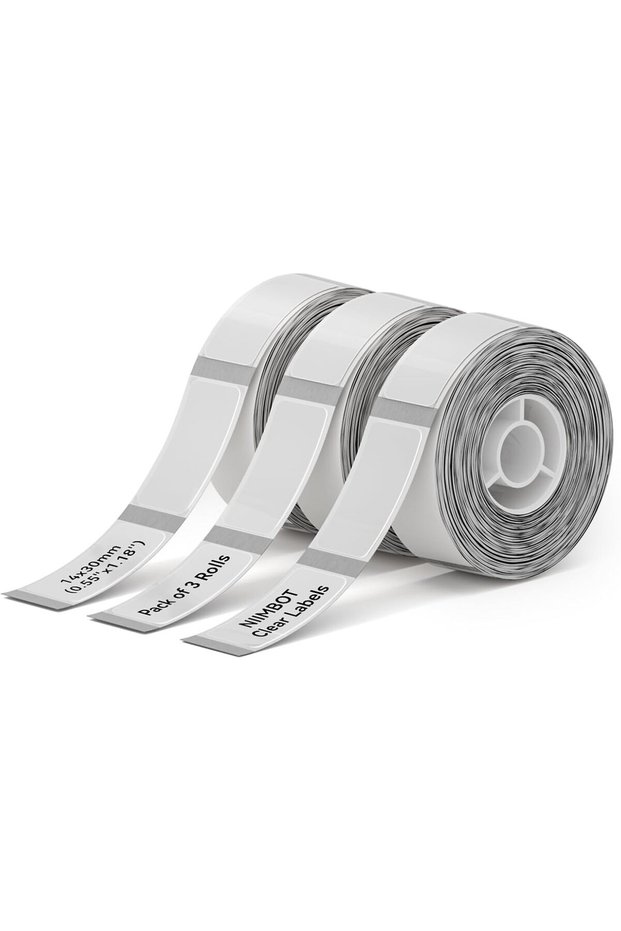 3 Rolls Clear Labels for D11/D110/D101/H1S, Thermal Printer Labels 0.55" x 1.18"(14x30mm), Labels for Logo/Jar Label/Home/Kitchen(Clear)