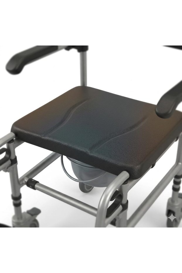 Bariatric Commode Wheelchair, 20-Inch Seat, 2-in-1 Mobile Toilet Chair & Transport Aid, Height Adjustable, Flip-Back Arms, Swing-Away Footrests, 150kg Capacity, Reinforced Aluminum Frame