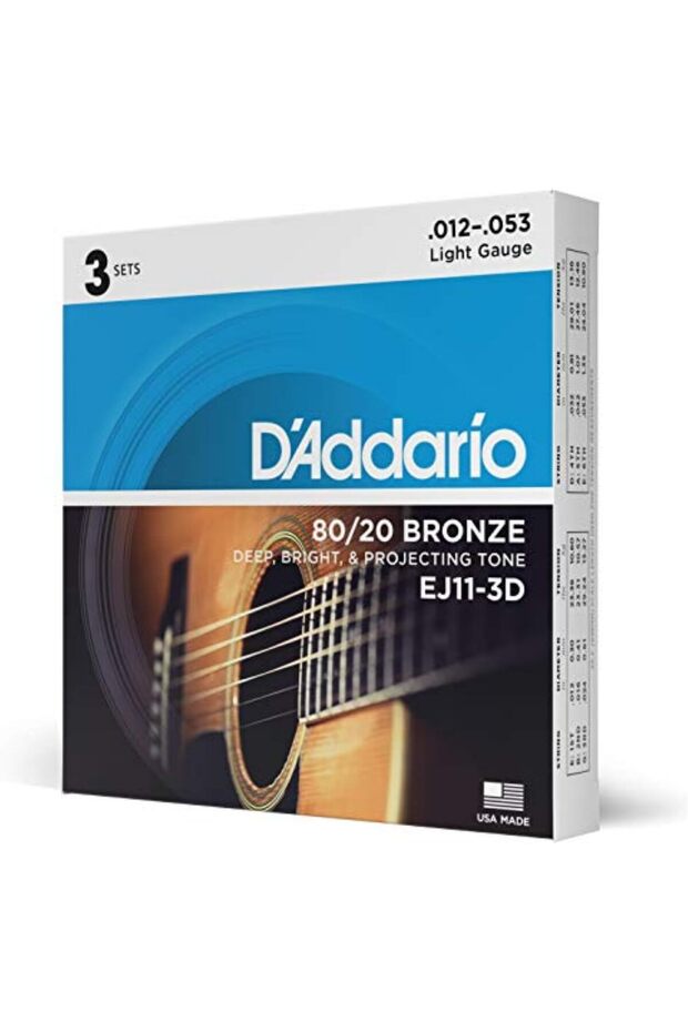 Guitar Strings - Acoustic Guitar Strings - 80/20 Bronze - For 6 String Guitar - Deep, Bright, Projec