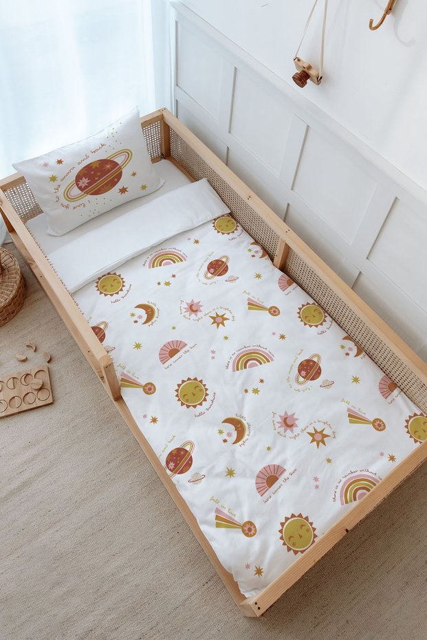 Montessori Duvet Cover and Fitted Sheet Set - Iconic Series - Boho Galaxy