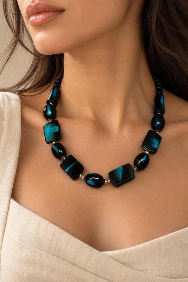 Women's Geometric Bead Detailed Stylish Design Necklace
