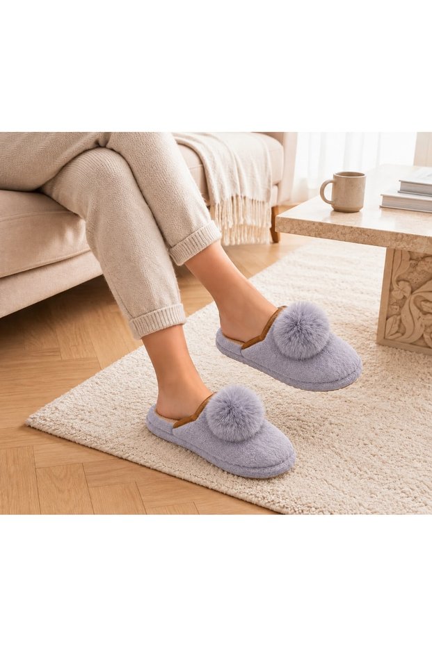 Women's Winter Plush Pom-Pom House Slippers - Maternity Dowry Gift Slippers