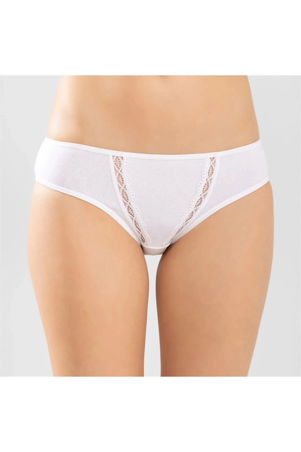 Wak Women's Cotton Zigzag Embroidered Bikini Cut Panties Black, White | Lace Detailed Comfortable Daily Underwear