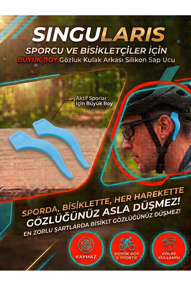 Glasses Oversized Anti-Slip Ear Apparatus for Sportsman and Cyclist Glasses Behind-Ear Silicone Grip Tip Holder (1 Pair)