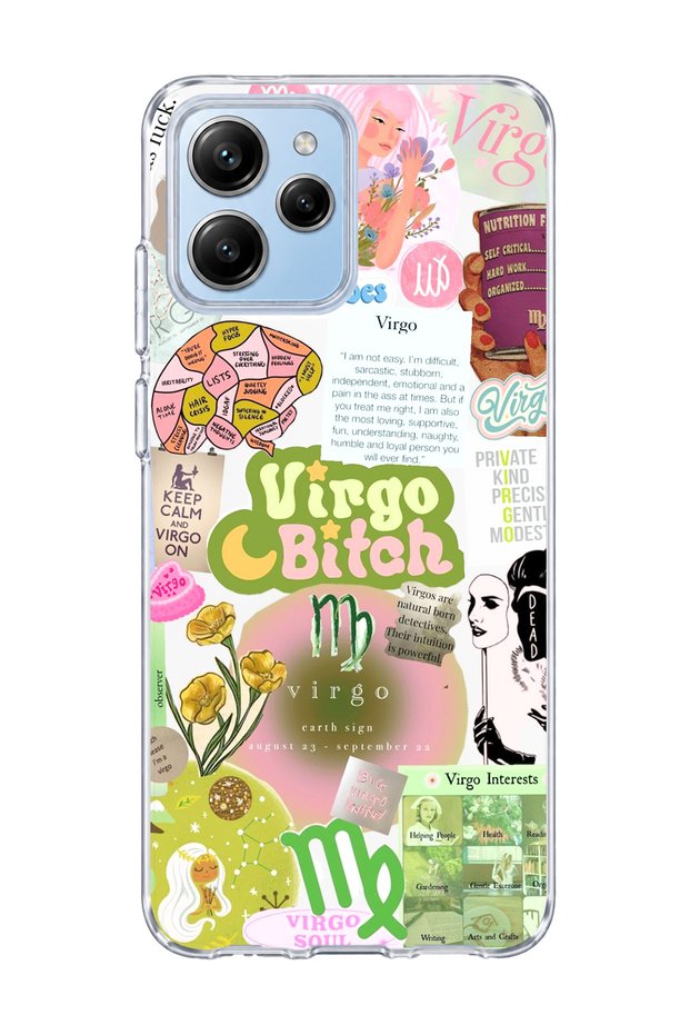 Redmi 12 Compatible Virgo Sign Printed Transparent Phone Case