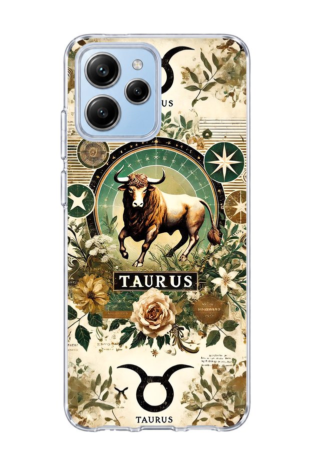 Redmi 12 Compatible Taurus Printed Transparent Phone Case
