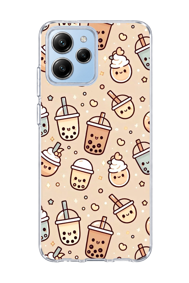 Poco M6 Pro 5g Compatible Cute Bubble Tea Printed Transparent Phone Case