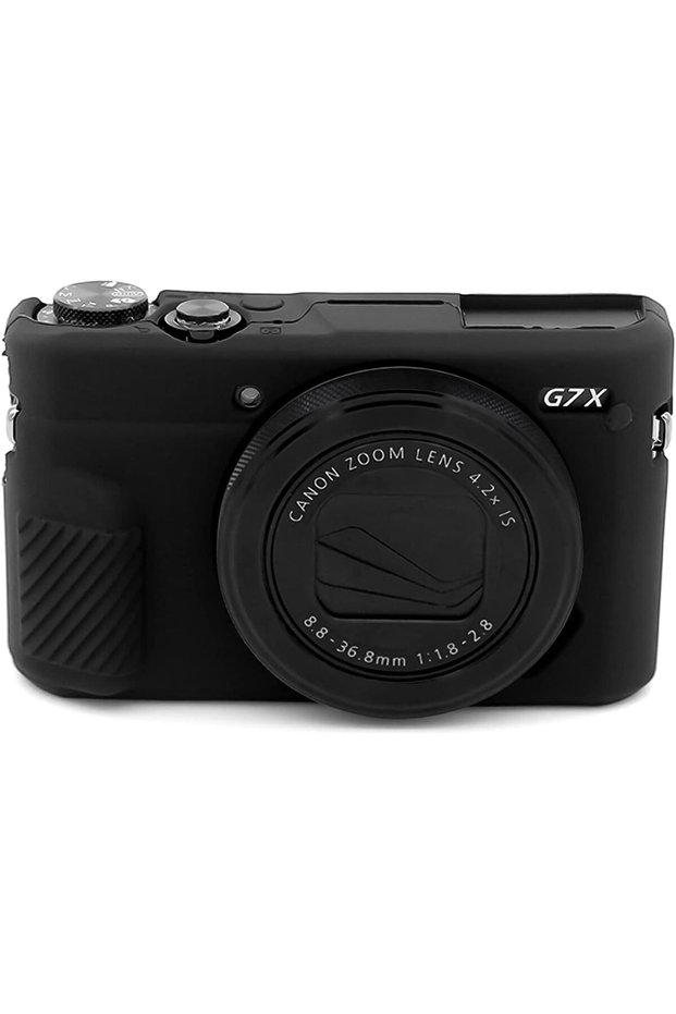 حافظة كاميرا لكانون G7 X Mark II، غطاء سيليكون، أسود بدون غطاء
