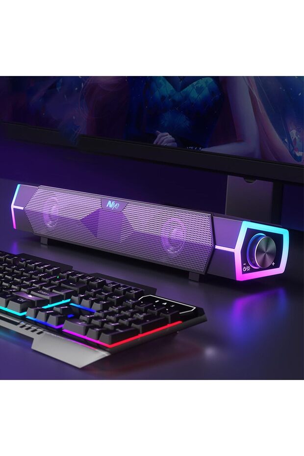 مكبر صوت بلوتوث مع إضاءة RGB، اتصال بلوتوث وUSB سلكي، صوت ساب ووفر، ستيريو مزدوج Bl