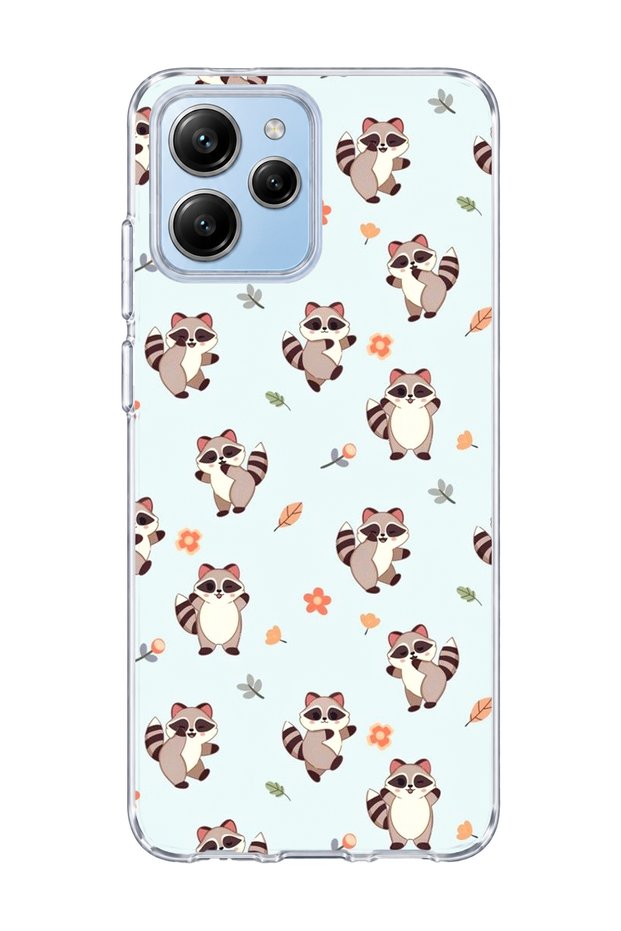 Poco M6 Pro 5g Compatible Cute Raccoon Printed Transparent Phone Case