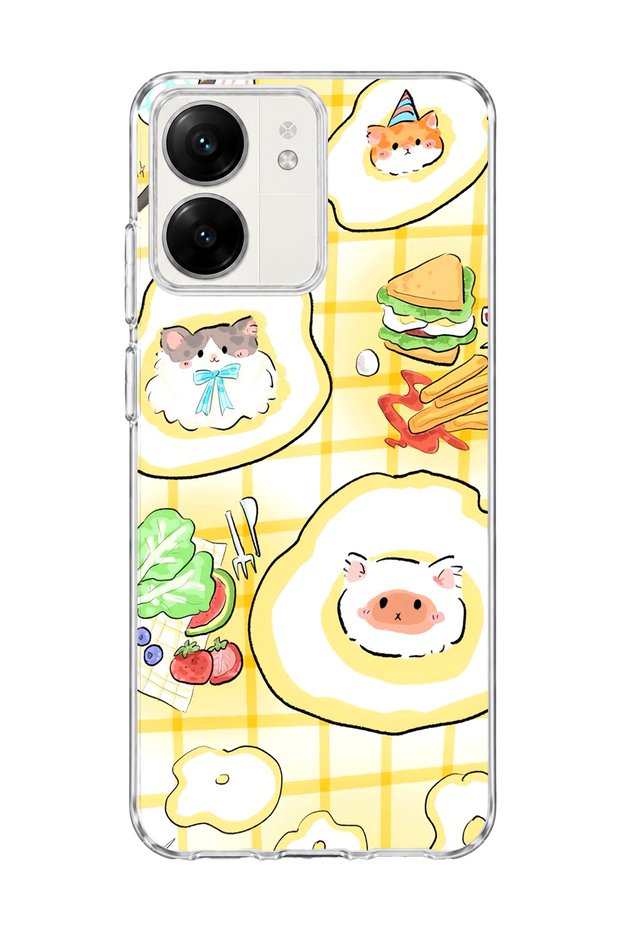 Redmi 13C Compatible Cat in the Field Egg Printed Transparent Phone Case