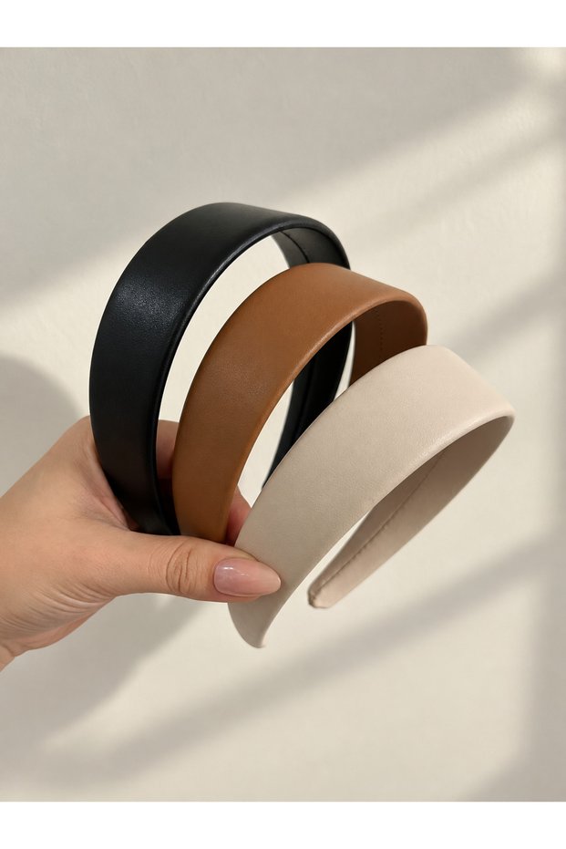 3-Piece Leather Crown Set – Black, Brown, Cream
