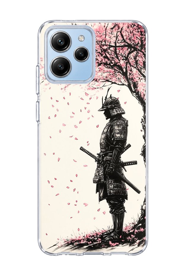Poco M6 Pro 5g Compatible Samurai Cherry Wood Printed Transparent Phone Case
