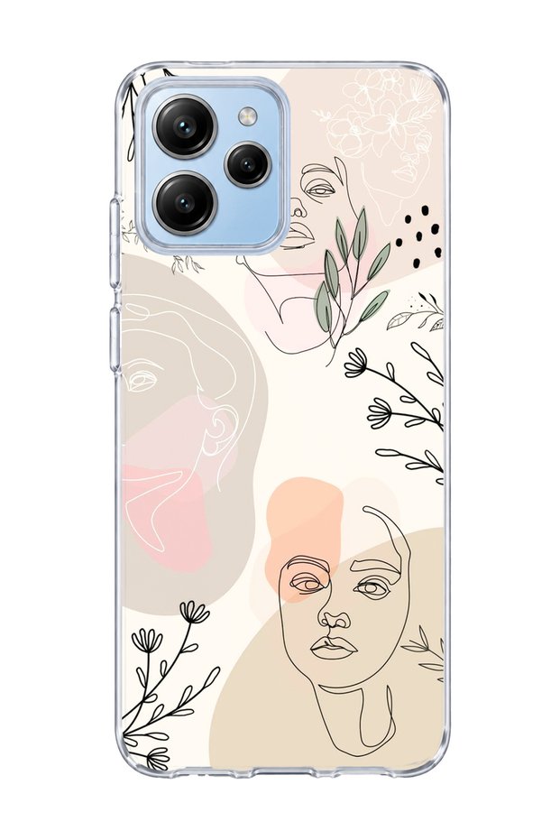 Poco M6 Pro 5g Compatible Stripe Leaf Printed Transparent Phone Case