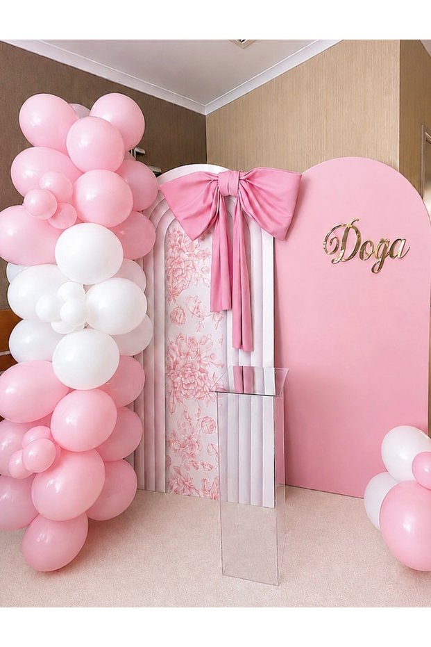 Pink and White Balloon Chain Set of 100